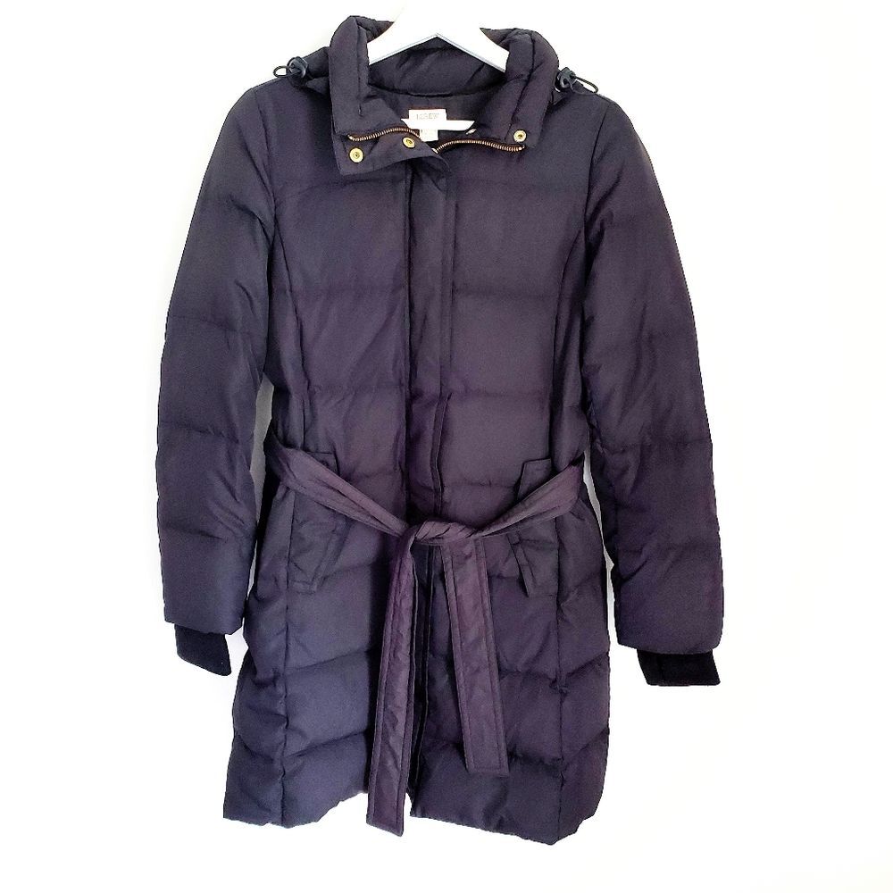 J. Crew Factory Long Belted Down Puffer Jacket XS